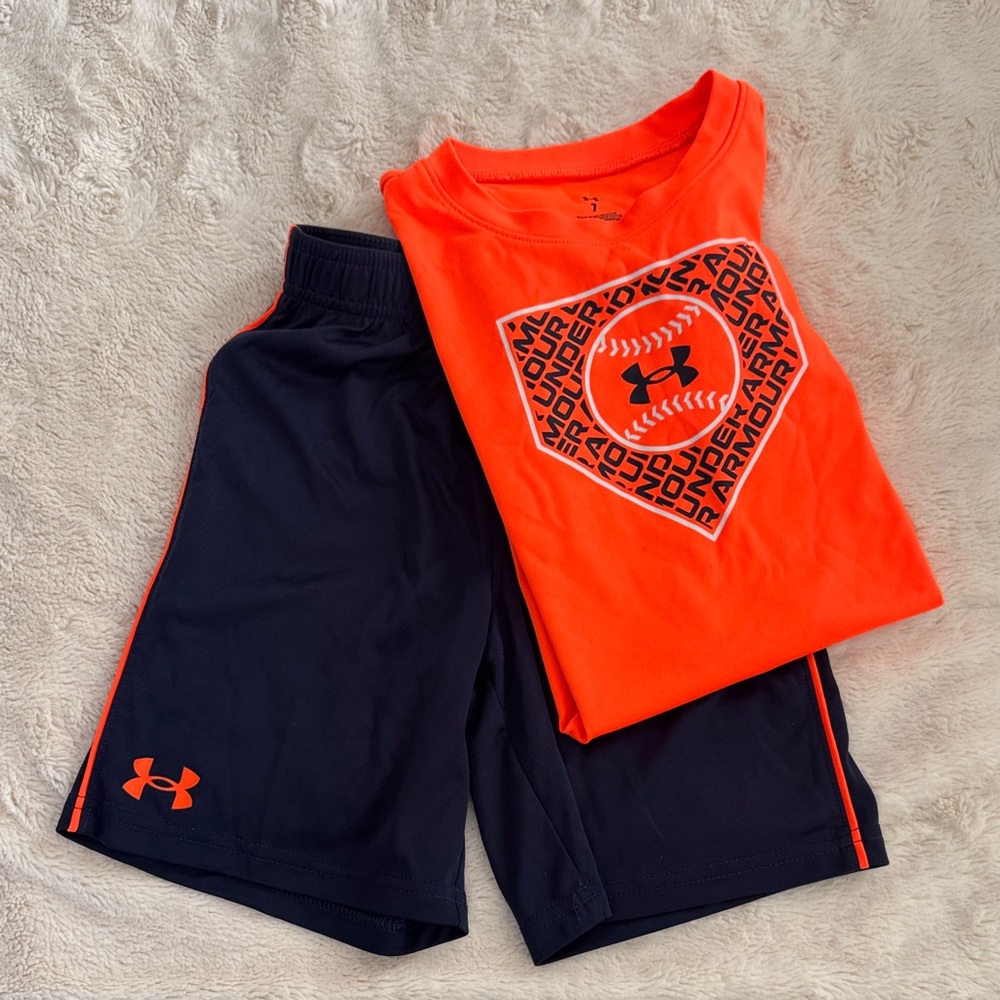 Under Armour Youth Orange and Navy Athletic Set